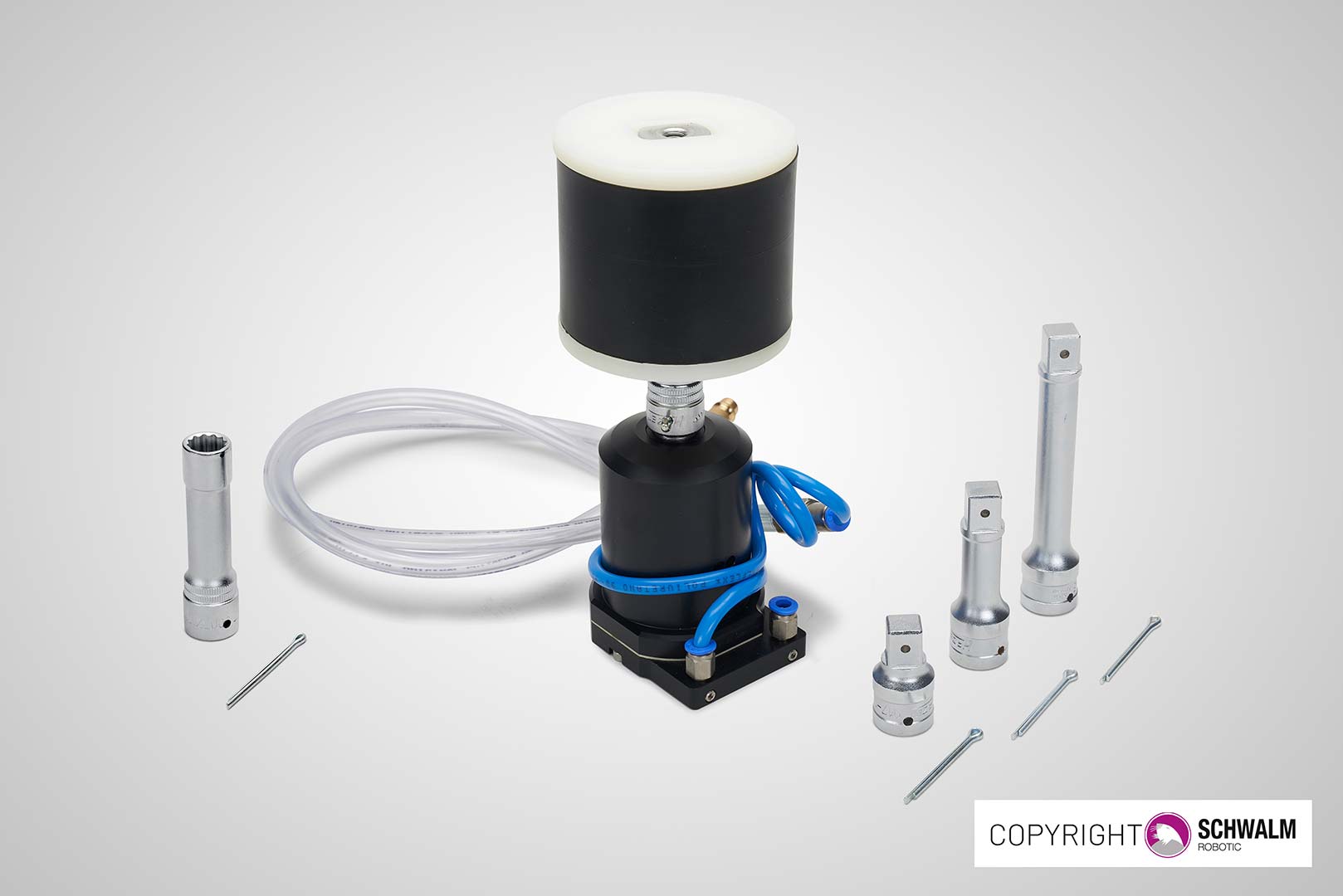 Schwalm compression plug system with powered wrench